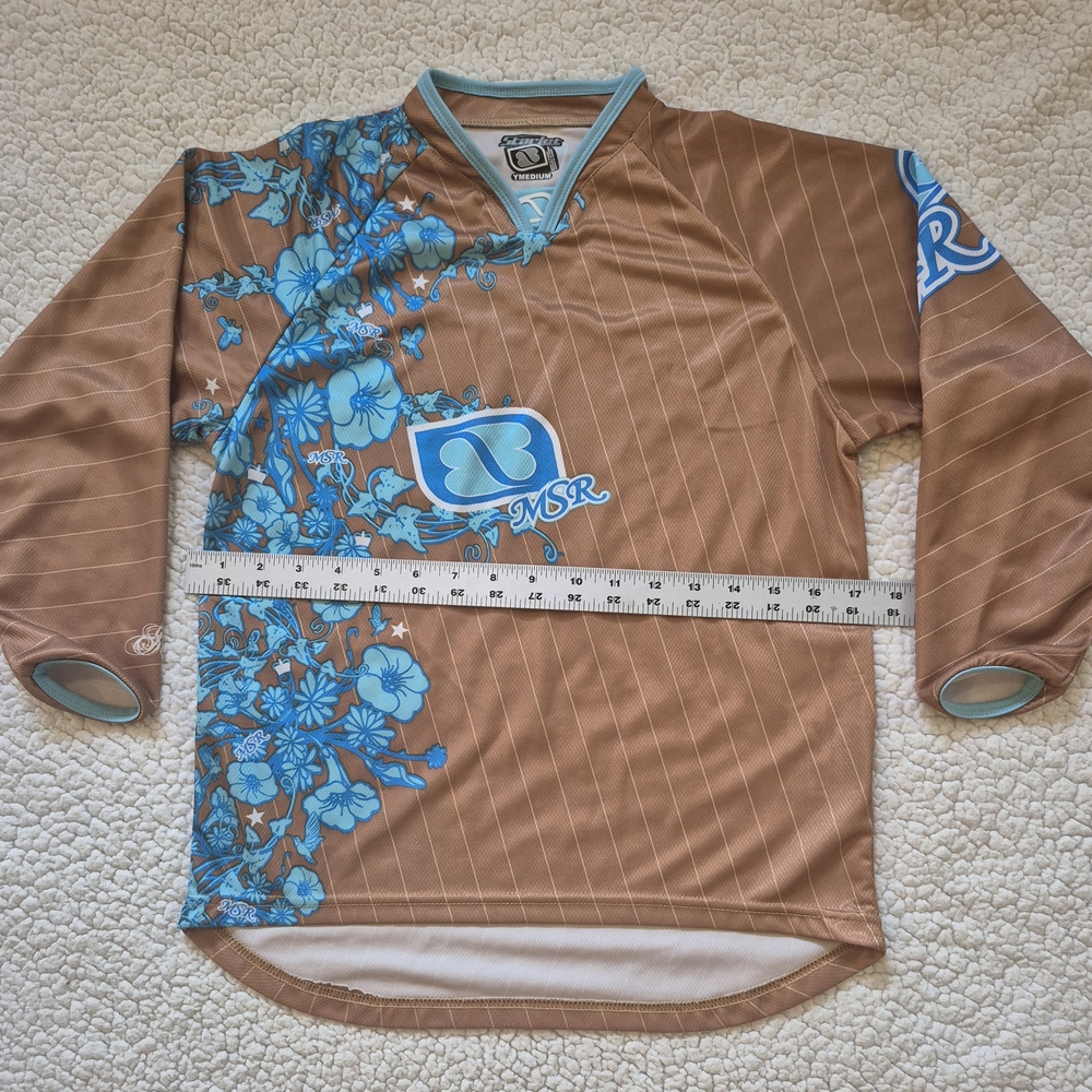 MSR Starlet Youth Brown and Blue Floral Long Sleeve Motocross Jersey Size Med.
